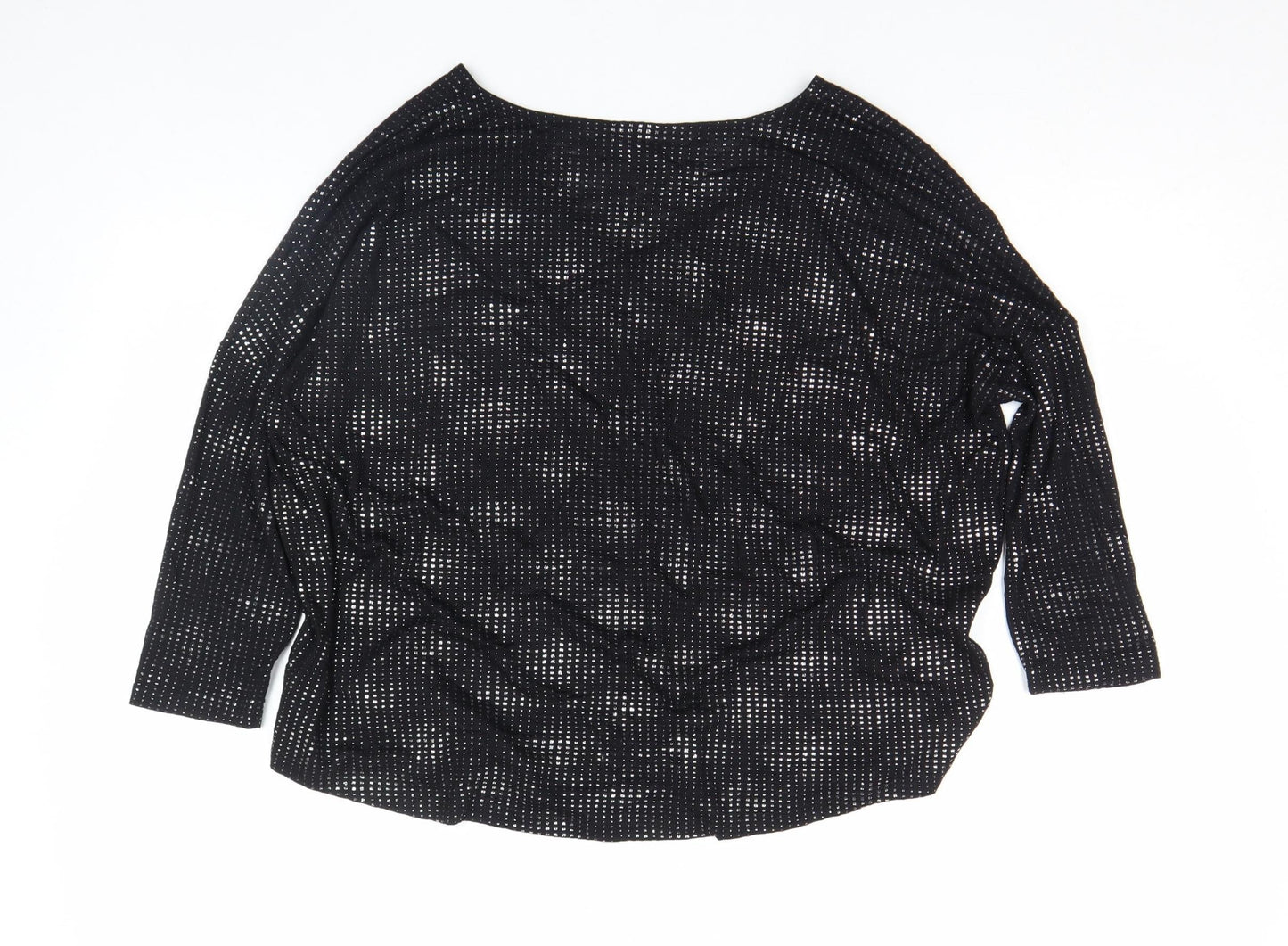 Next Womens Black Viscose Blend 3/4 Sleeve V-Neck Top Size 6