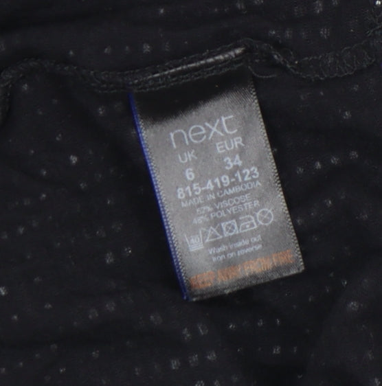 Next Womens Black Viscose Blend 3/4 Sleeve V-Neck Top Size 6