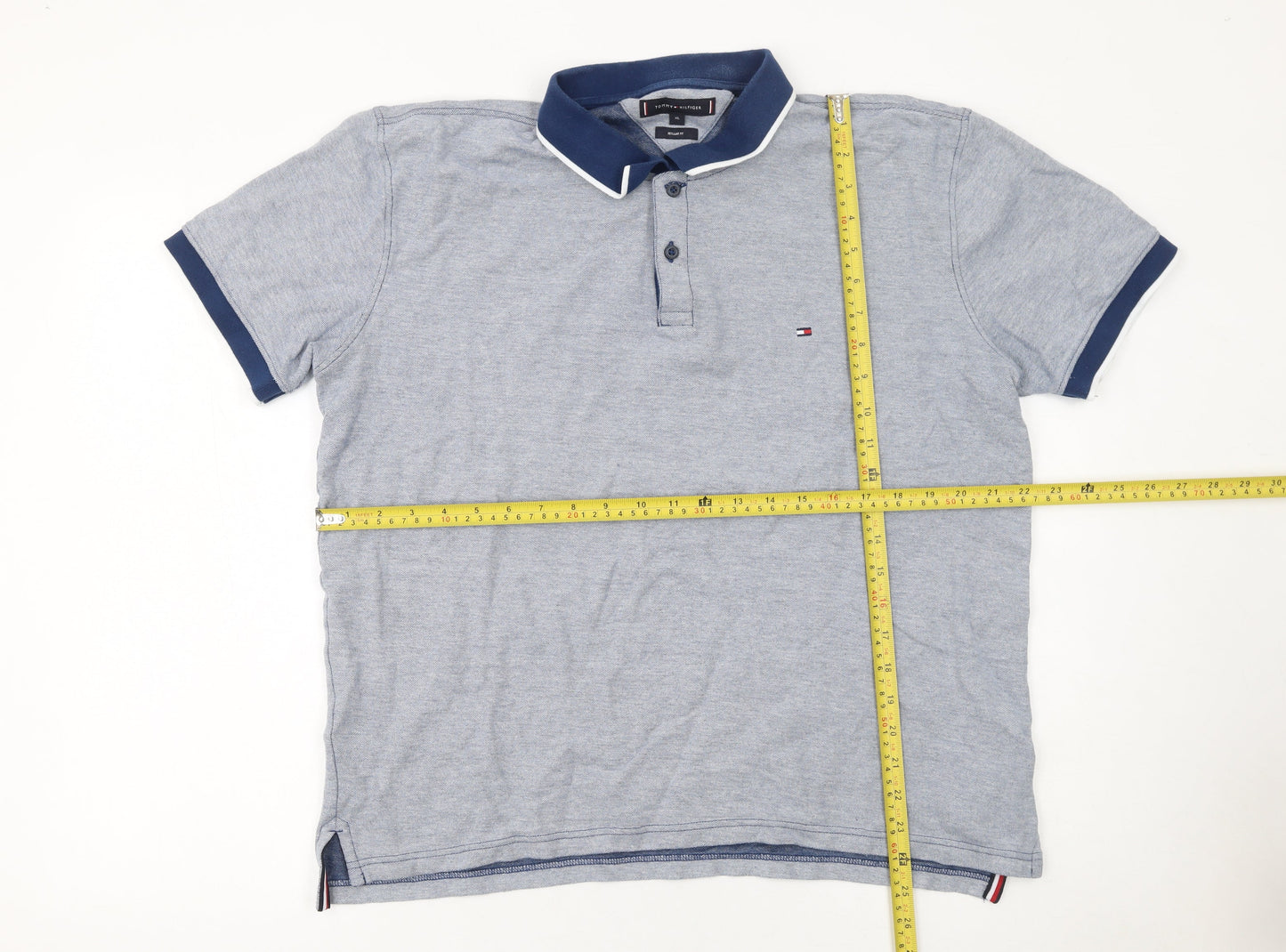 Tommy Hilfiger Men's Blue XL Regular Fit Cotton Polo Shirt