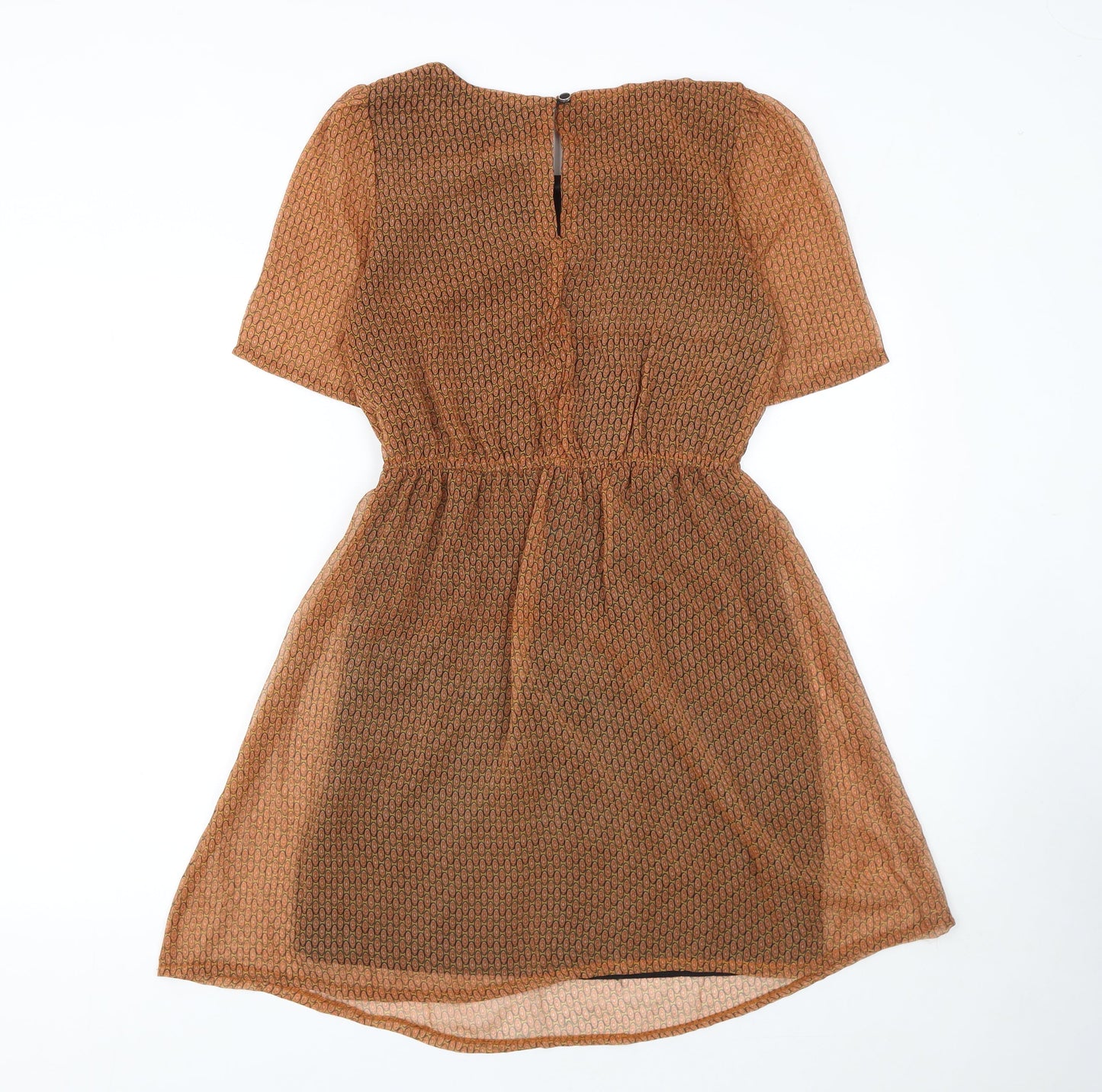 Mela Loves London Women Brown Short Fit & Flare Dress Size 10