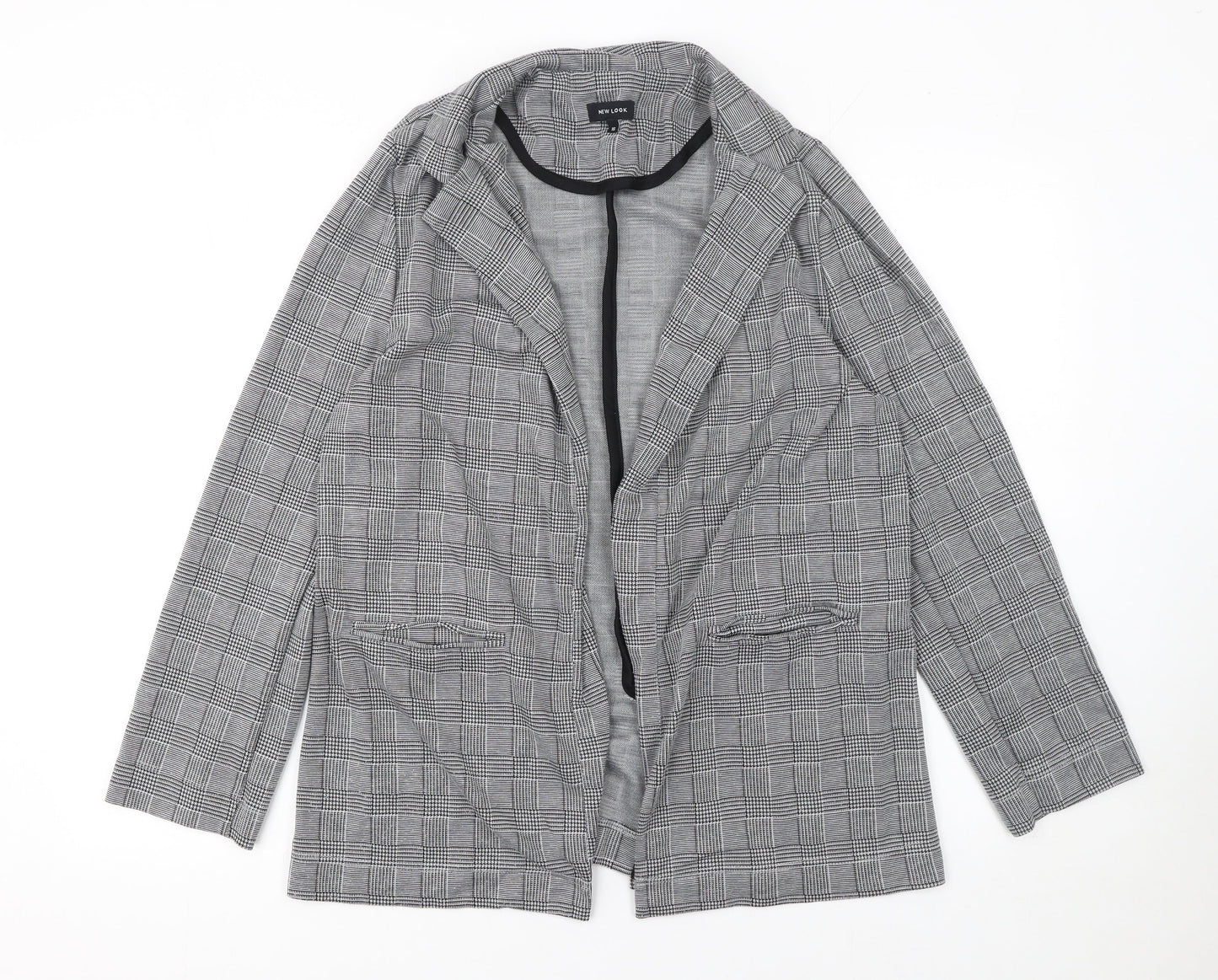 New Look Women's Grey Check Single-Breasted Blazer Size 16
