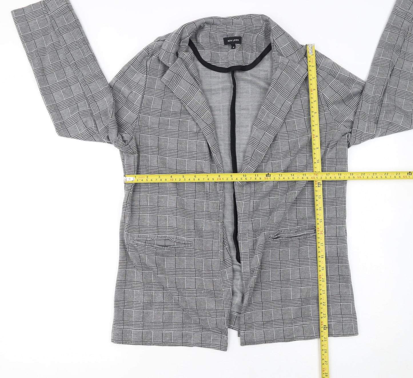 New Look Women's Grey Check Single-Breasted Blazer Size 16