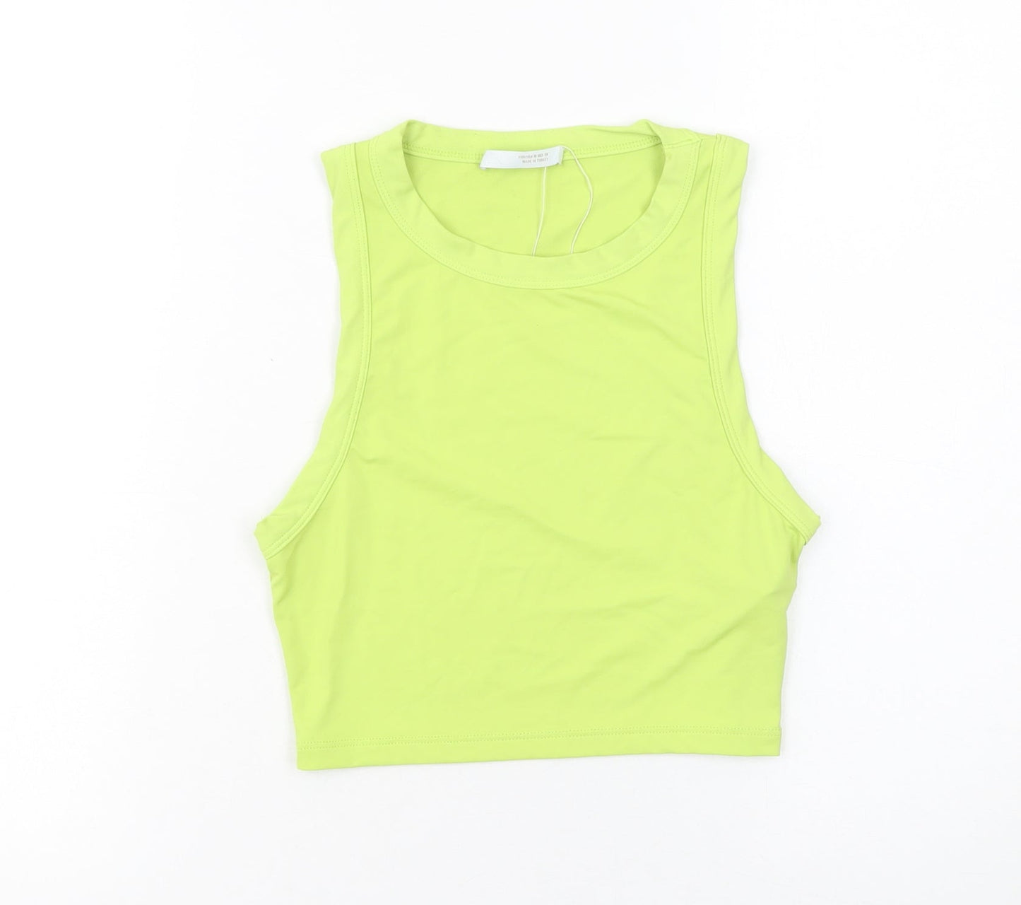ZARA Women's Green Cropped Tank Top Size 12 Slim Fit Sleeveless