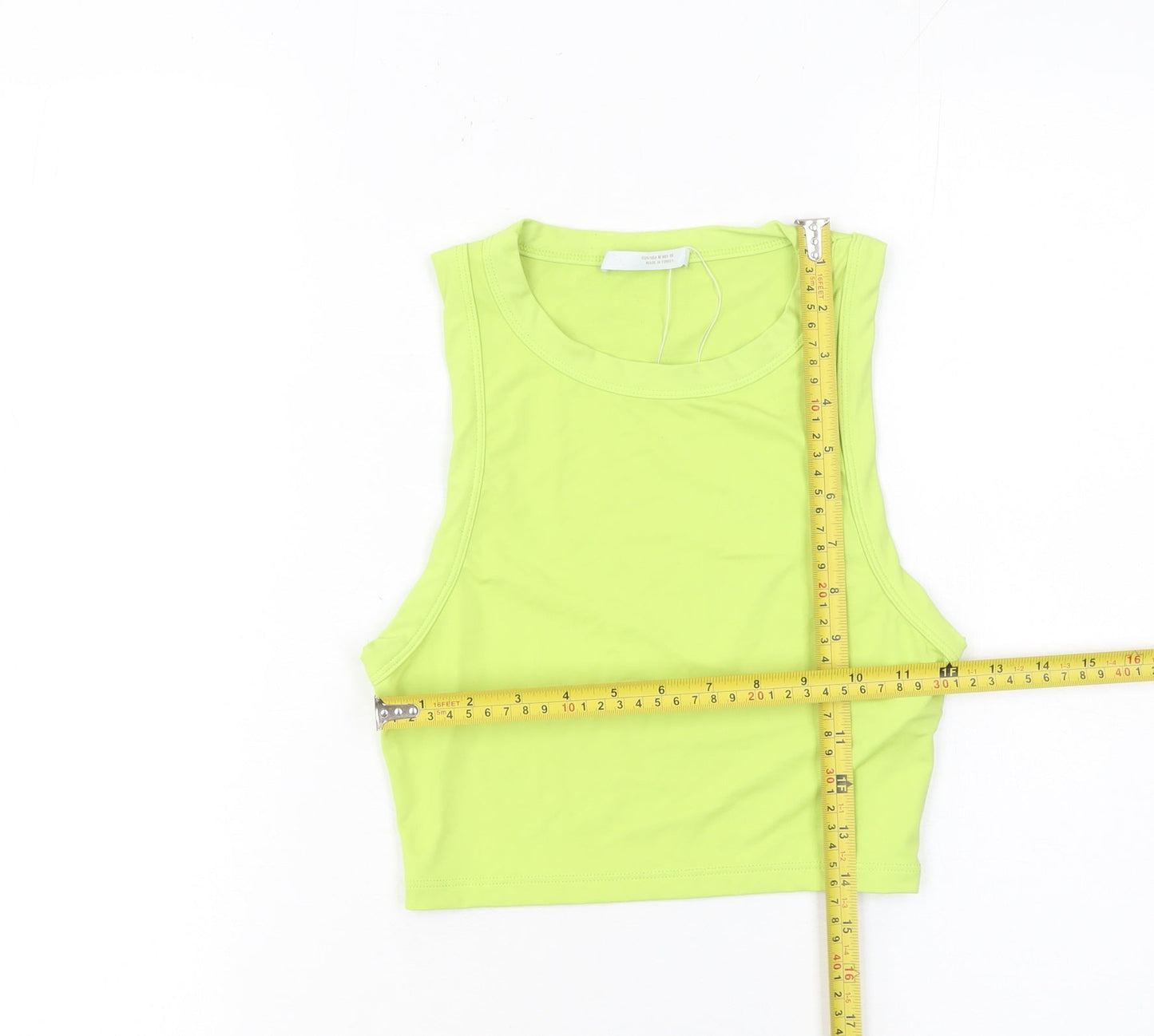 ZARA Women's Green Cropped Tank Top Size 12 Slim Fit Sleeveless
