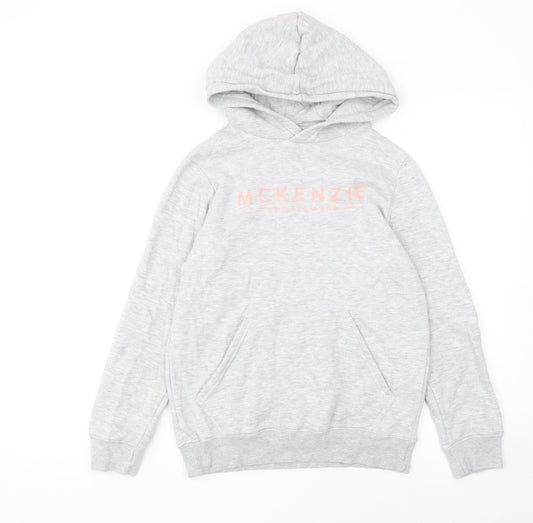 McKenzie Girls Grey Pullover Hoodie 12-13 Years Logo Fleece Sweatshirt