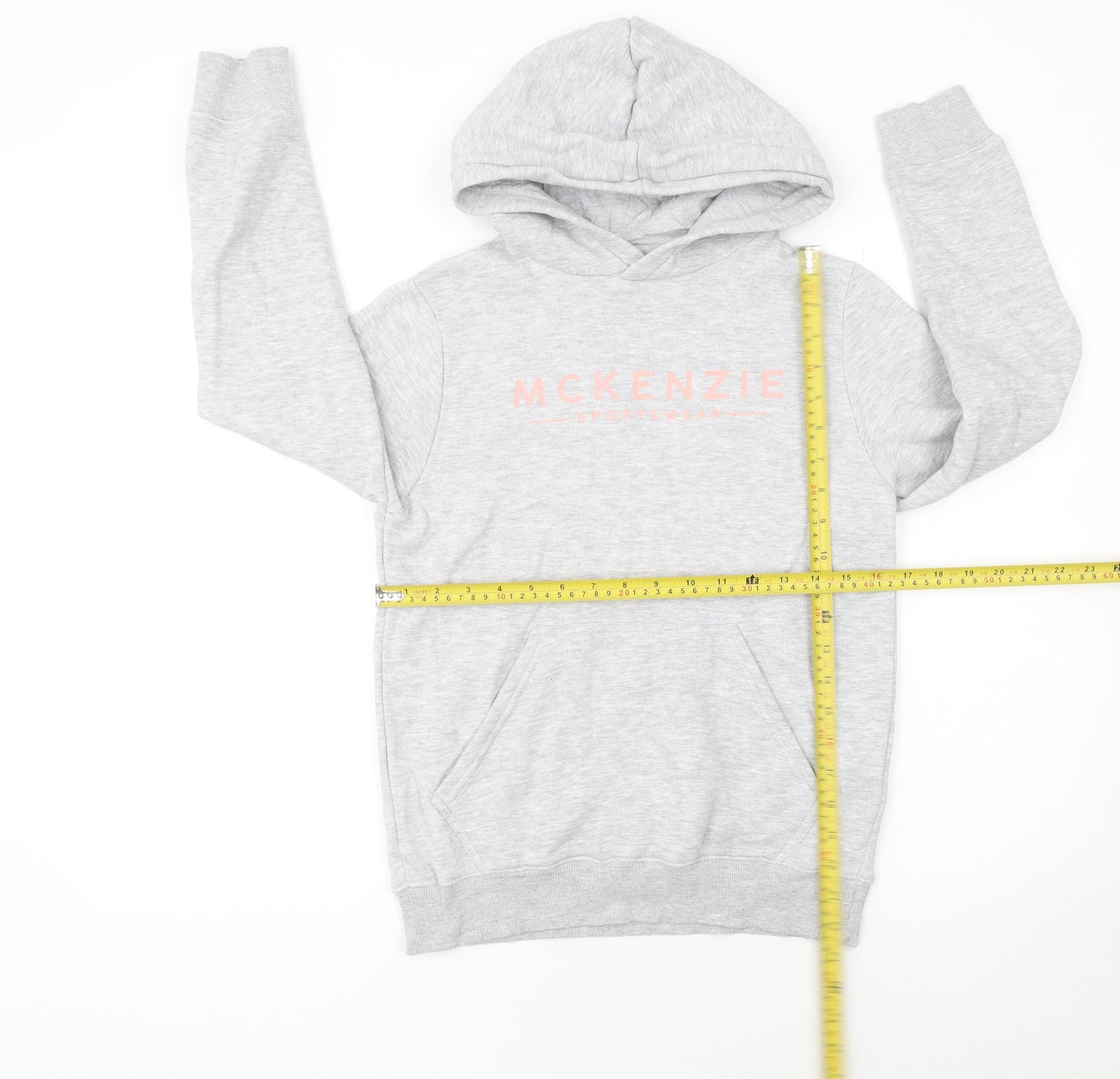 McKenzie Girls Grey Pullover Hoodie 12-13 Years Logo Fleece Sweatshirt