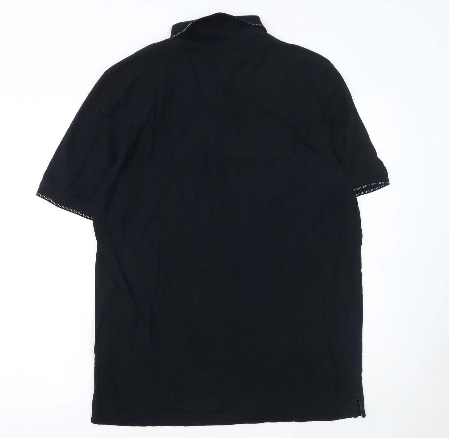 Bugatti Men's Black Cotton Polo Shirt Size L Short Sleeve Classic Fit
