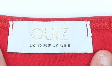 Quiz Women’s Red Long Wrap Stretch Skirt Size 12
