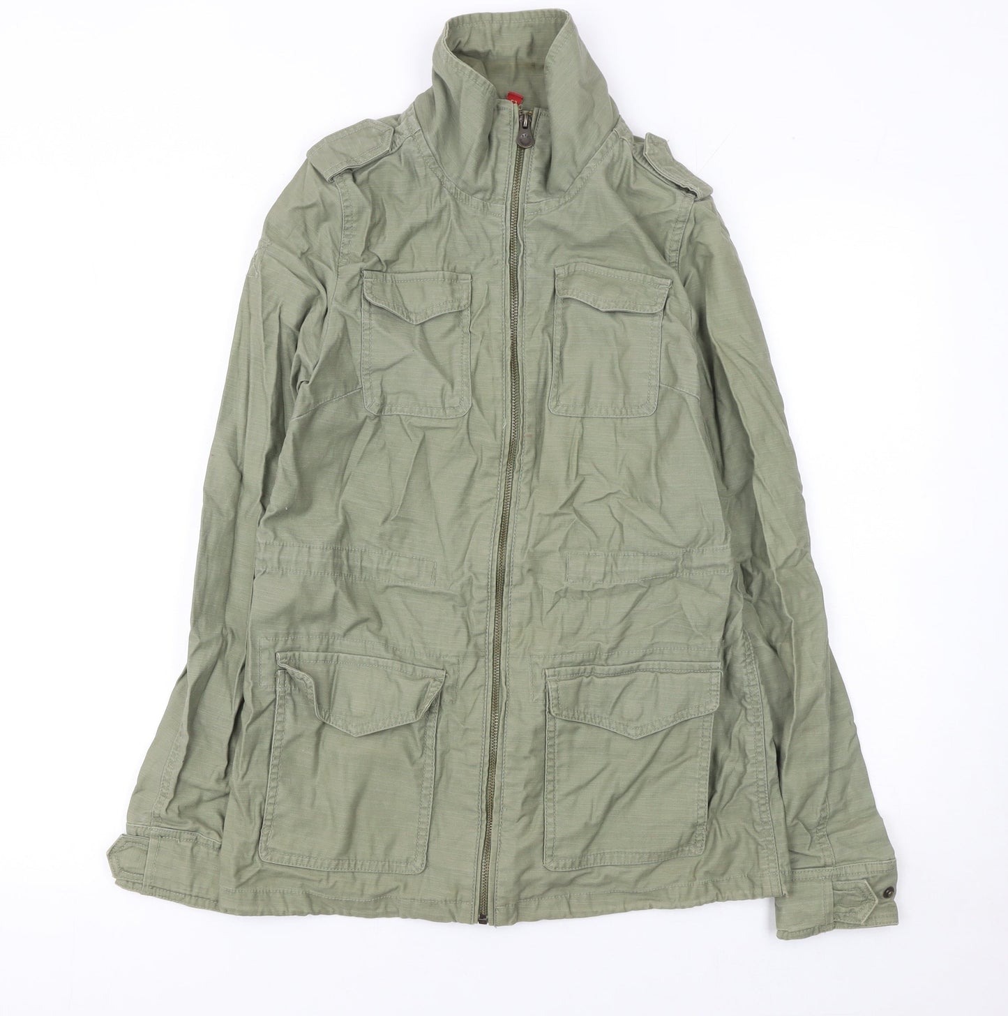 H&M Women's Green Cotton Military Jacket Size 8 Regular