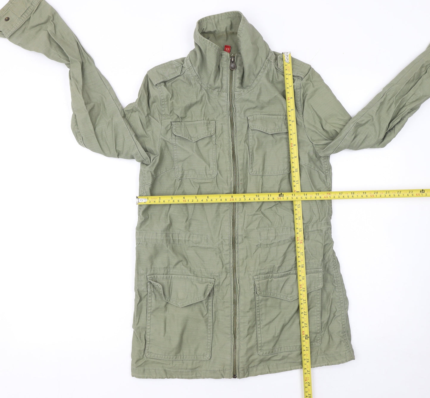 H&M Women's Green Cotton Military Jacket Size 8 Regular