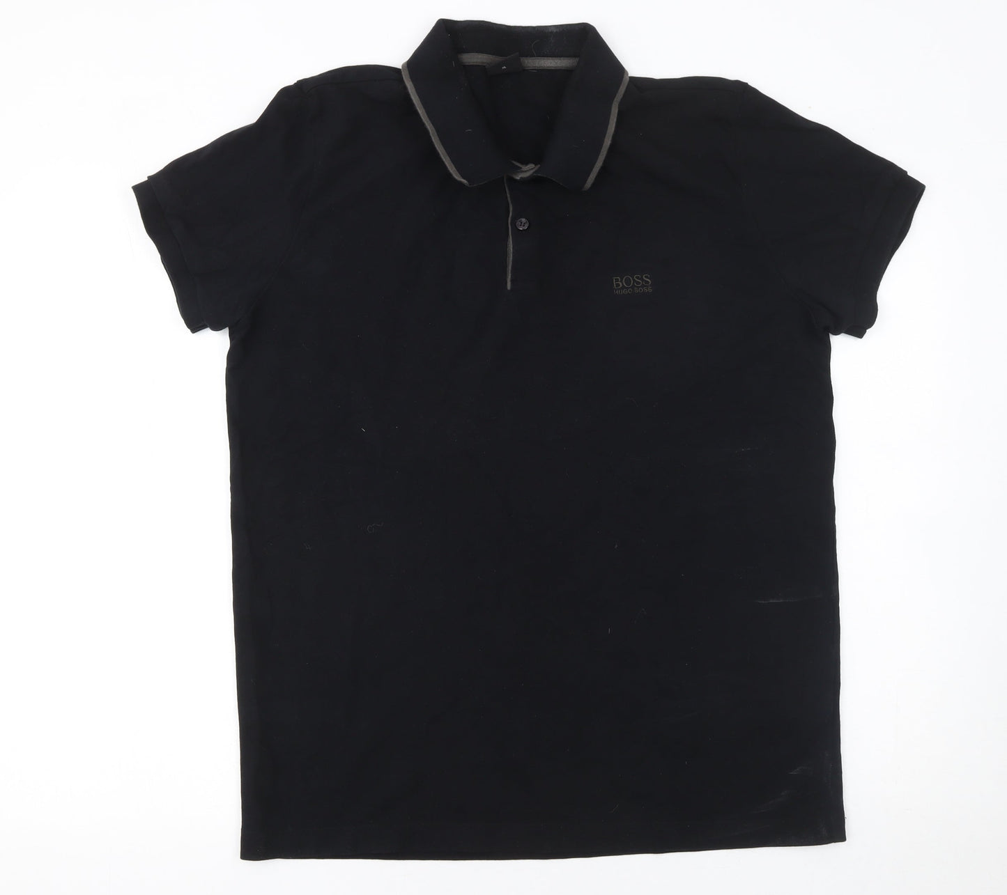 Hugo Boss Mens Black XL Polo Shirt 100% Cotton Classic Casual