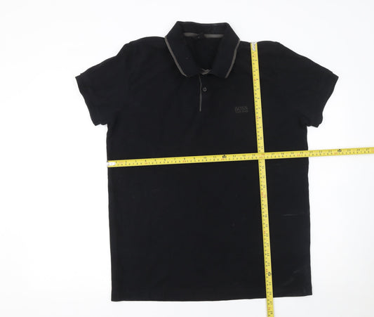 Hugo Boss Mens Black XL Polo Shirt 100% Cotton Classic Casual