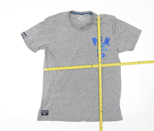 Paraffin Men's Grey 2XL Graphic Cotton Crew Neck T-Shirt