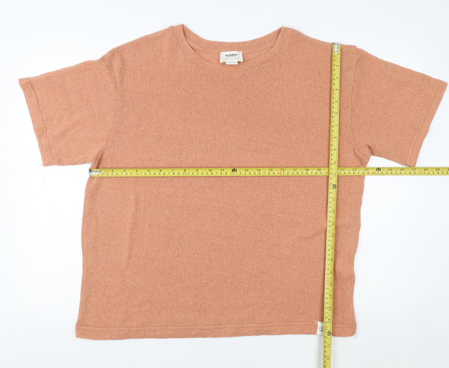 Pull & Bear Women's Brown Knit Short Sleeve Crew Neck T-Shirt L