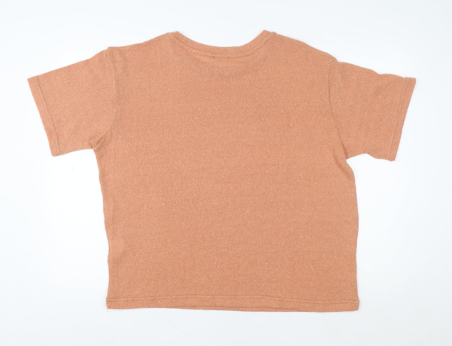 Pull & Bear Women's Brown Knit Short Sleeve Crew Neck T-Shirt L