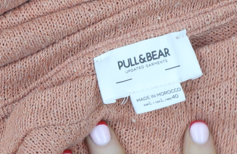 Pull & Bear Women's Brown Knit Short Sleeve Crew Neck T-Shirt L