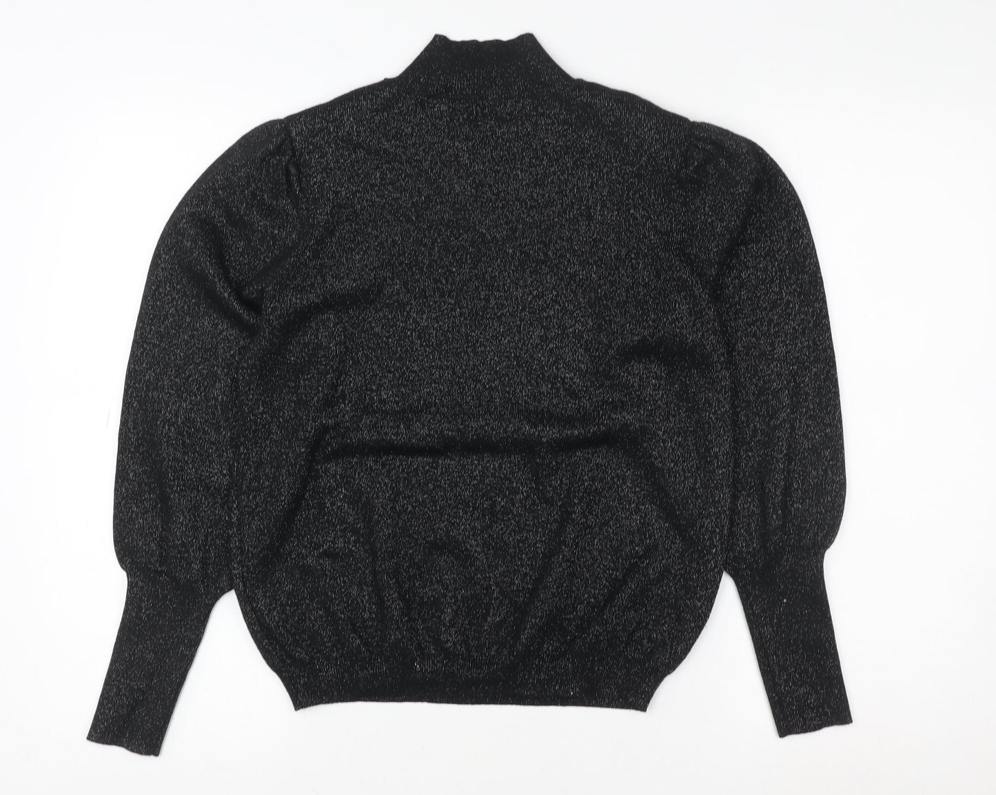 Marks and Spencer Womens Black Size 14 Metallic Puff Sleeve Pullover Sweatshirt