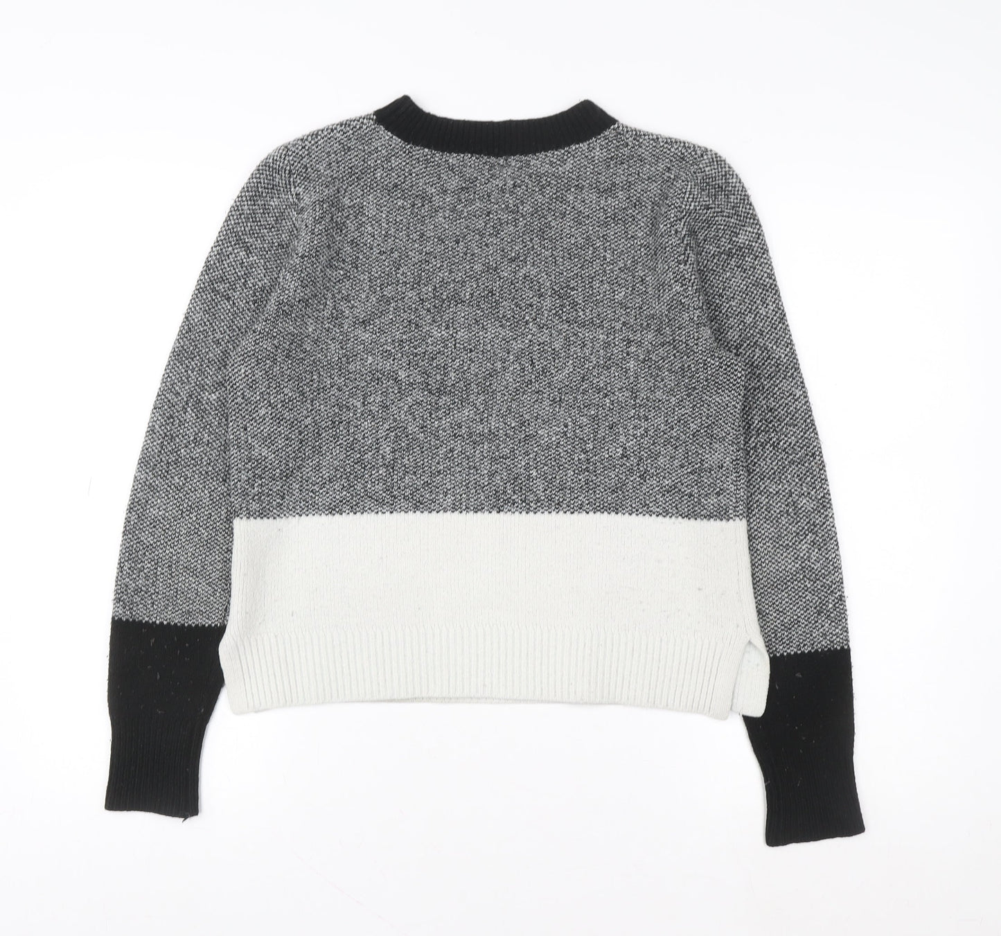 Oasis Unisex Grey Colour Block Knit Crew Neck Sweatshirt S