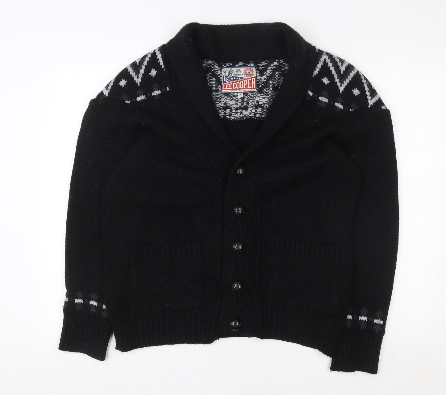 Womens UK M Regular Lee Cooper Black Cardigan Sweatshirt