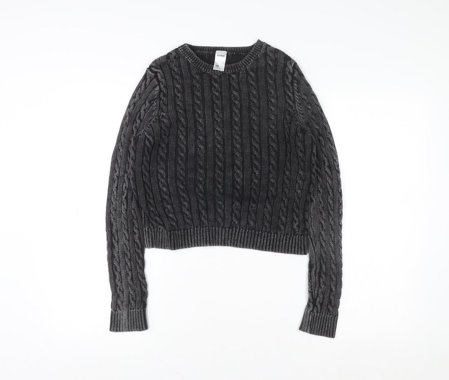 Anko Womens Grey Cable Knit Pullover Sweater Size 10