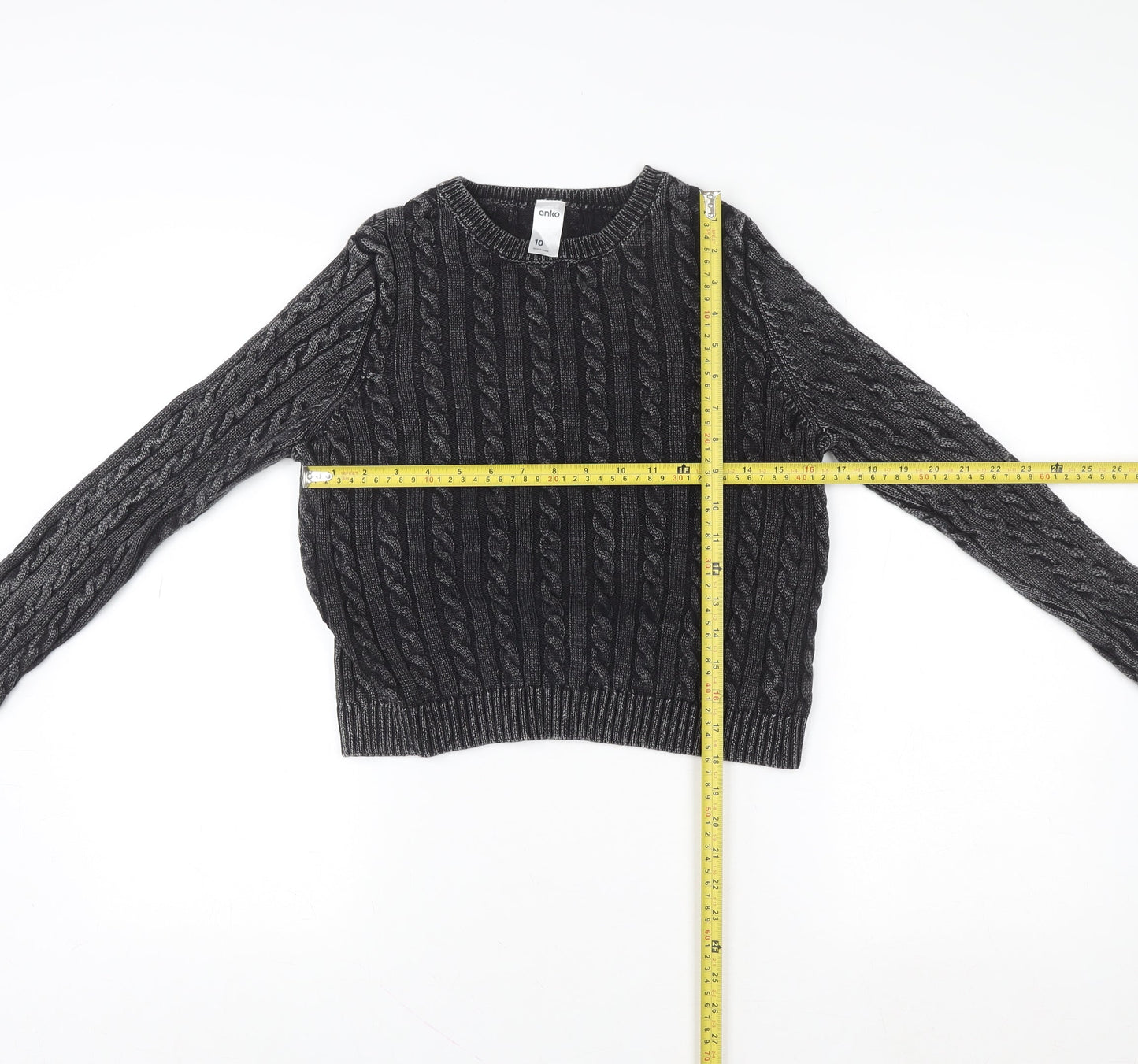 Anko Womens Grey Cable Knit Pullover Sweater Size 10