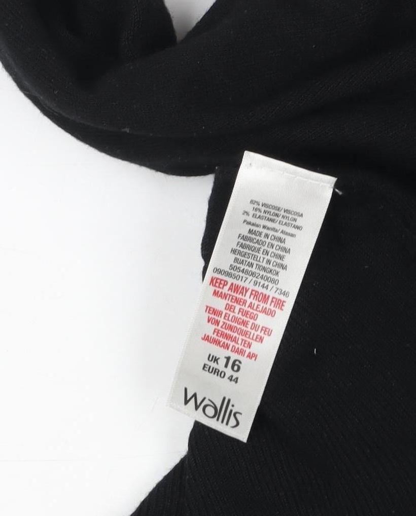 Wallis Women Black Red Colourblock Boat Neck Tunic Sweater UK 16