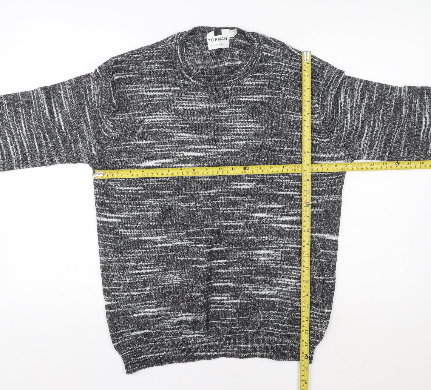 Topman Men Grey Knit Pullover Sweatshirt L Regular Fit