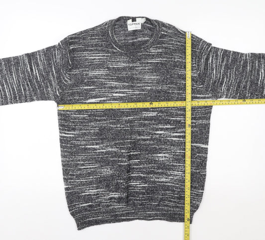 Topman Men Grey Knit Pullover Sweatshirt L Regular Fit