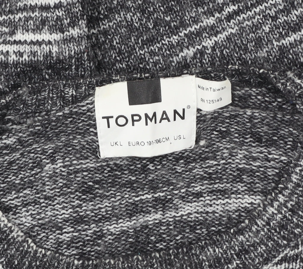 Topman Men Grey Knit Pullover Sweatshirt L Regular Fit