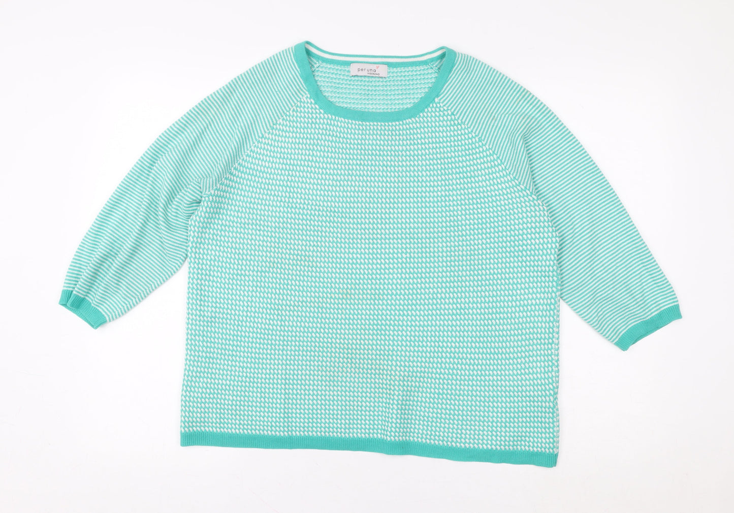Marks & Spencer Per Una Women’s Green Striped Knit Pullover Sweater UK 14