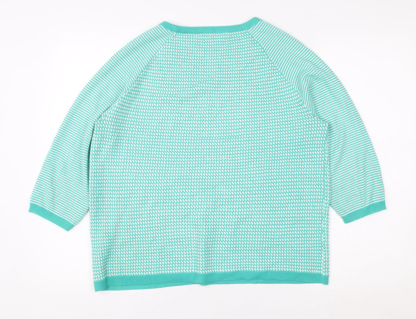 Marks & Spencer Per Una Women’s Green Striped Knit Pullover Sweater UK 14