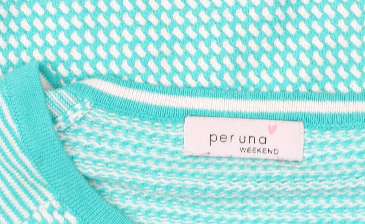Marks & Spencer Per Una Women’s Green Striped Knit Pullover Sweater UK 14