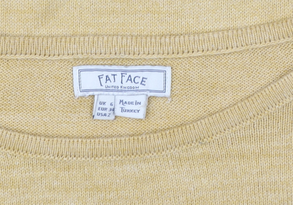Womens UK 6 Regular Fat Face Yellow Pullover Sweatshirt