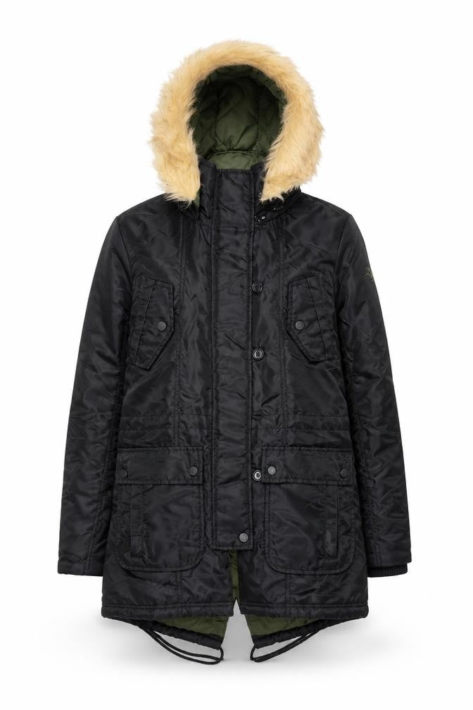 Roxy Women’s Black Summit Parka Coat S Faux Fur Hooded Winter Jacket