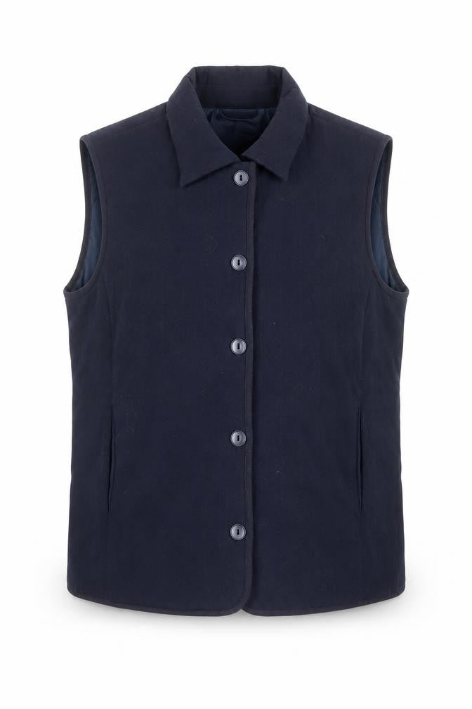 EWM Women's Blue Lined Button Waistcoat Bodywarmer Size M