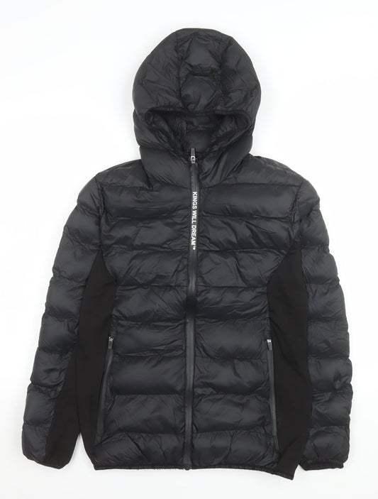 Kings Will Dream Boys Black XL Hooded Puffer Jacket Winter Full Zip