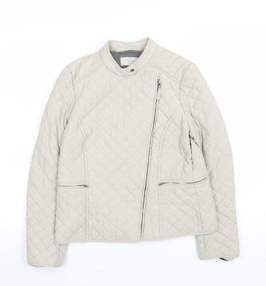 Hobbs Women’s Beige Quilted Short Jacket Size 8 Cotton Lined