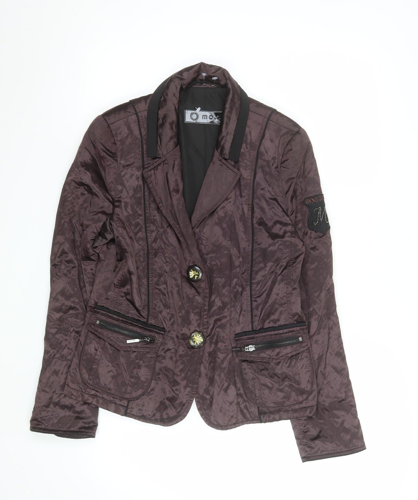 Mox Women Purple Polyester Blazer Jacket Size 12 Classic Style