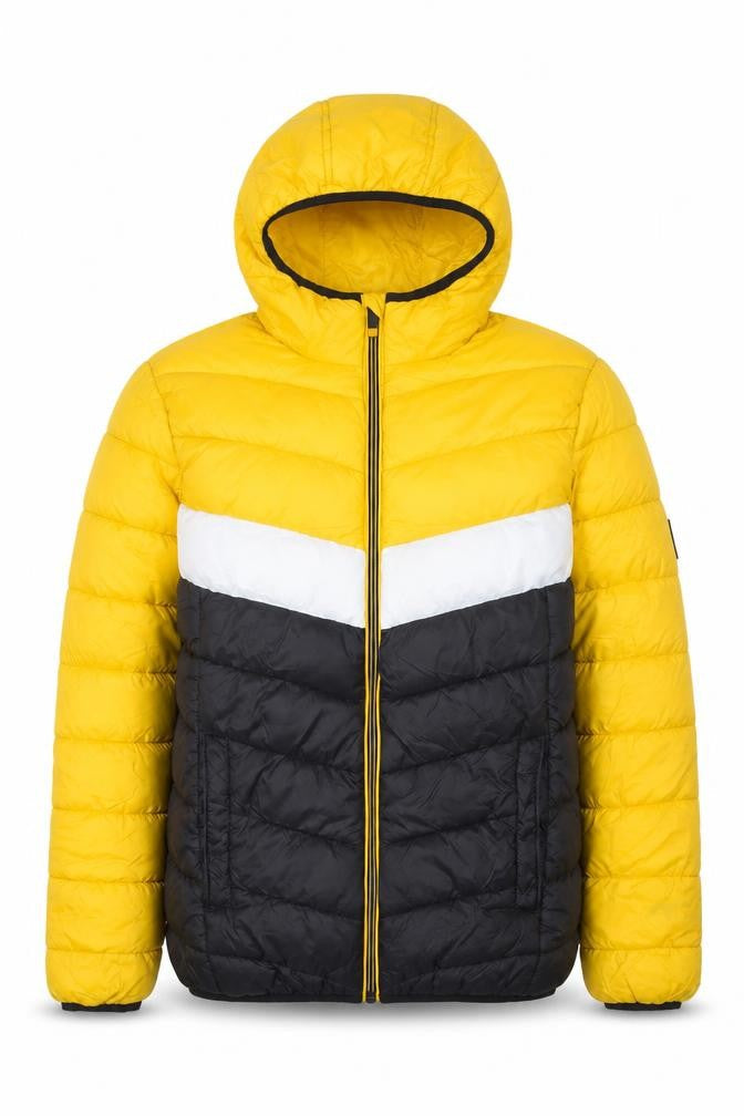UNLIMTD POTENTIAL Women's Yellow Puffer Jacket Size 12 Hooded Winter Coat