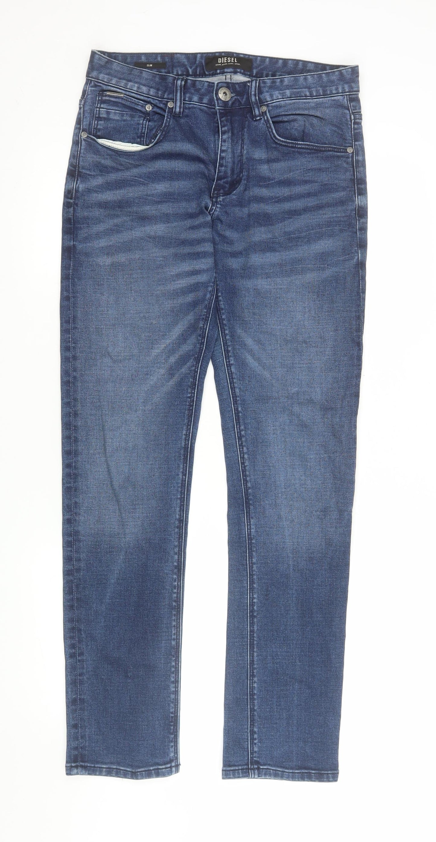Diesel Women Blue Straight Leg Jeans Size 32 Mid Rise Denim
