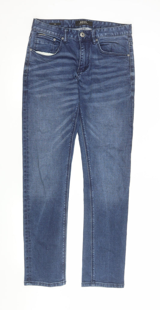 Diesel Women Blue Straight Leg Jeans Size 32 Mid Rise Denim