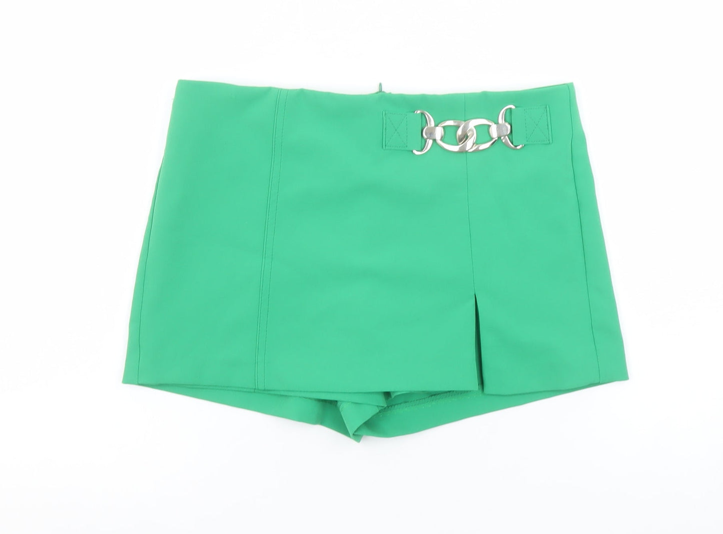 Bershka Women’s Green Short Mini Skort with Buckle Detail Size S