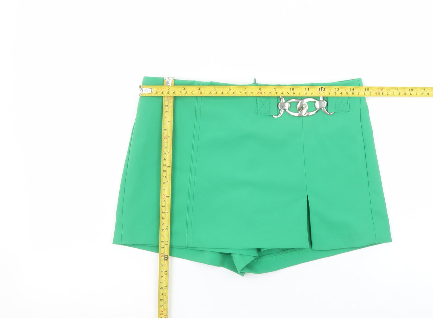 Bershka Women’s Green Short Mini Skort with Buckle Detail Size S