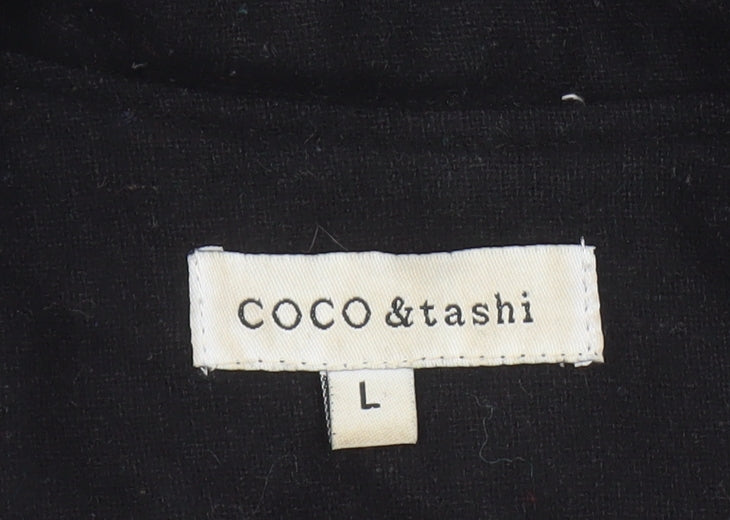 COCO & Tashi Women's Black Wool Blend Ruffle Blazer Jacket L