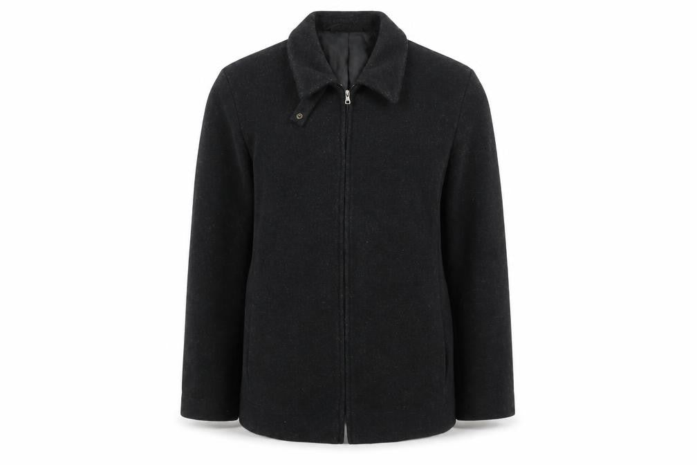 BHS Women Black Wool Blend Full Zip Collared Mid Length Jacket Size 16