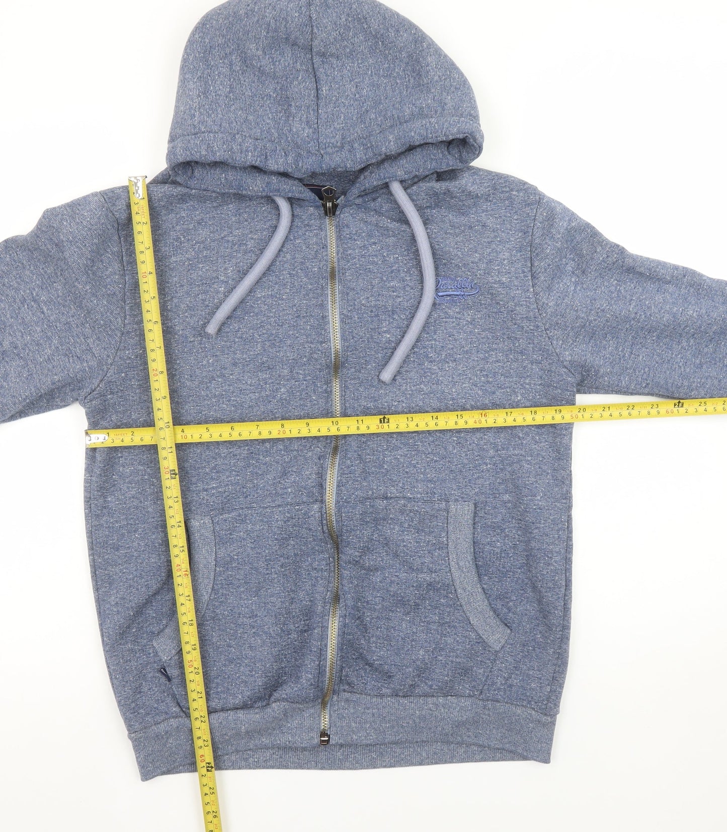 Paraffin Mens Blue Full Zip Hoodie Medium Regular Fit