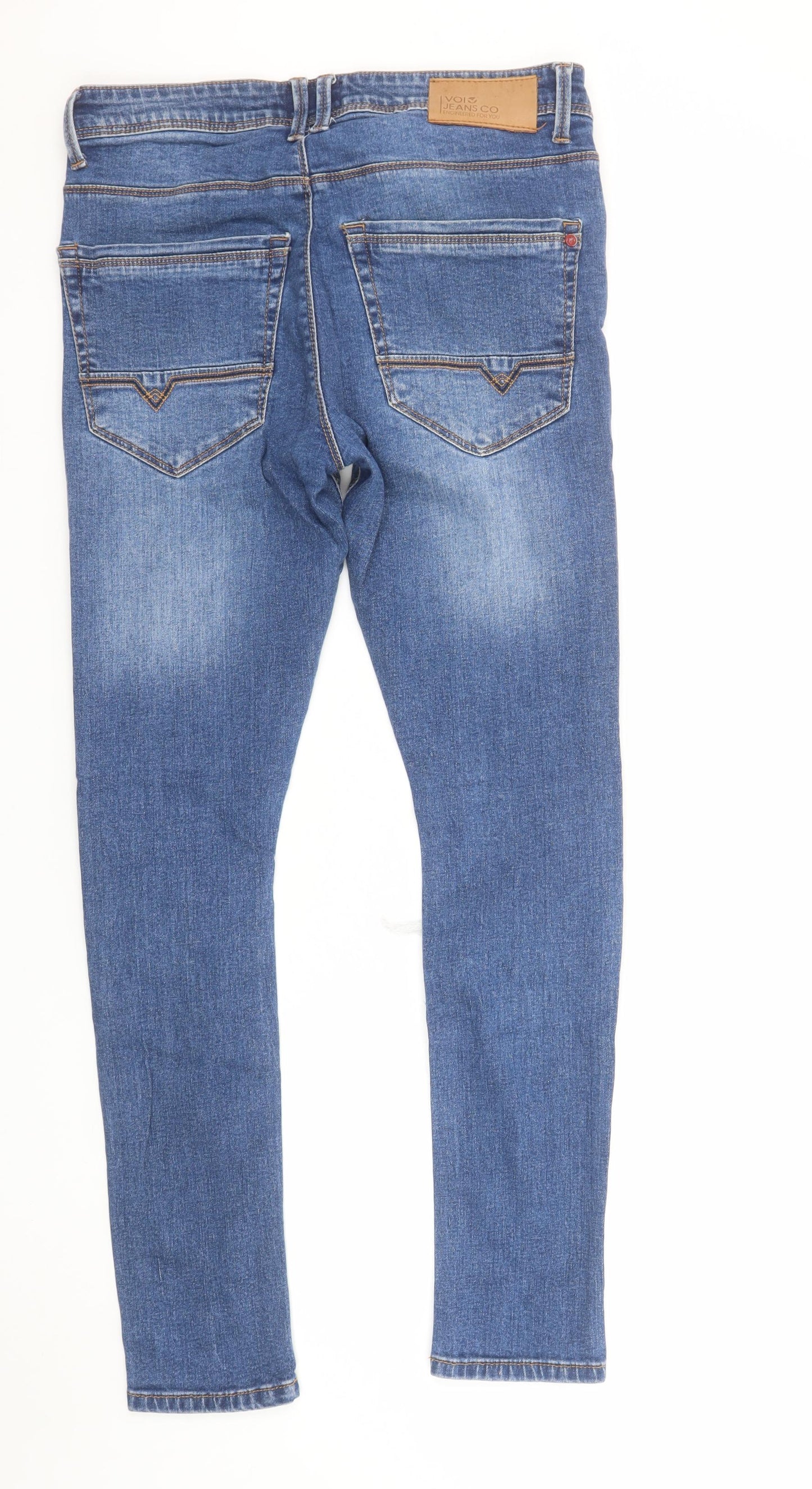Voi Jeans Co Men's Blue Skinny Fit Distressed Denim Jeans 30R