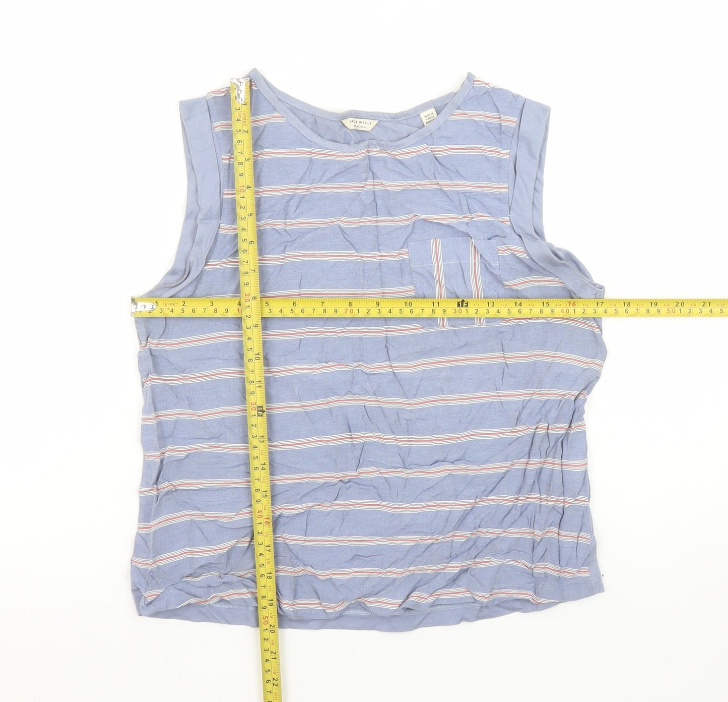 Womens UK Size 10 Jack Wills Blue Cotton Blend Tank
