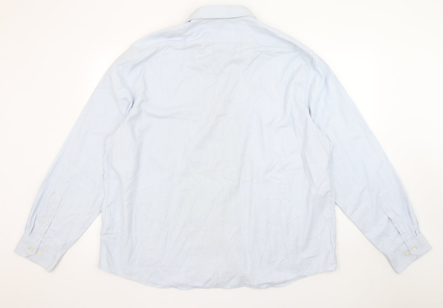 Marks and Spencer Men's Blue Regular Fit Stretch Cotton Button-Up Shirt 3XL