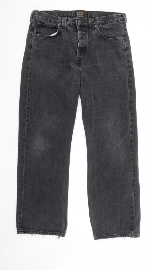 Lee Men's Black Straight Leg Regular Fit Denim Jeans W36 L32